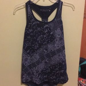 Blue gathered racer back tank top